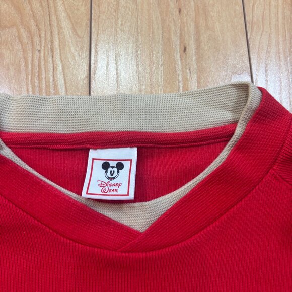 Disney Wear Mickey Embroidered Red V Neck Sweater Made USA Men's Size XL VTG - Picture 6 of 7
